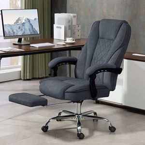 Sedia da Ufficio Massaggiante Grigio Antracite, Reclinabile e Riscaldata, con Poggiapiedi Regolabile in Altezza, per Dirigenti, Realizzata in Legno - Product Image 2