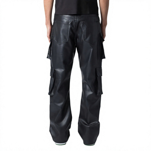 Men's Lightweight Black Canvas <b>Cargo</b> <b>Pants</b> Straight Fit Multiple Pockets Elastic Waist Casual Style Zipper Fly <b>Waterproof</b> - Product Image 6