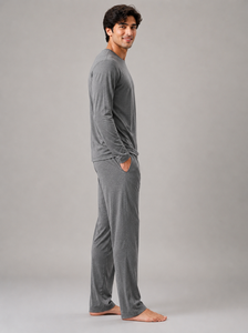Conjunto de Pijama de Lujo para Hombre en Gris Jaspeado, Hecho de Tela de Bambú, Transpirable, Ecológico, Suave y Cómodo - Product Image 3