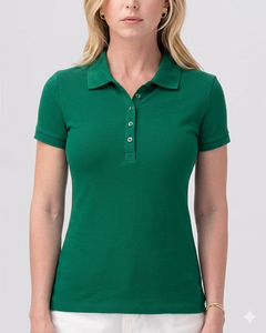 New Design Eco-Friendly Knitted <b>Plain</b> Dyed Women's Polo Shirt Custom Logo High Quality Casual Wear Needle Detection - Product Image 5