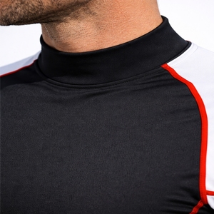 Men Long Sleeve Color Block <b>Compression</b> <b>Shirt</b> Fitness Everyday Active Comfort Style High Neck Style <b>Black</b> Main Body White Sleeve - Product Image 6