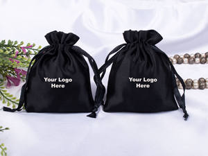 Wholesale Black Satin Lightweight Customized Size Jewelry Container Luxury Soft <b>Drawstring</b> <b>Pouches</b> for Jewelry Packaging Jewelry - Product Image 4