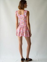 Robe mini éco-responsable en coton tissé 100% à motif floral, coupe ajustée et évasée pour femme, à porter au quotidien, taille élastique, robe décontractée