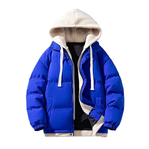 Men's Eco-Friendly Streetwear Puffer Jacket-Custom Water-Resistant Windproof Hooded Zipper Closure <b>Coat</b> for Winter - Product Image 5