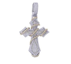 5AAA CZ Moissanite Diamond Hip Hop Iced Out Thorn <b>Cross</b> Pendant 14K Gold Plated Round Cut 925 Sterling Silver <b>Mens</b> Fine Jewelry - Product Image 6
