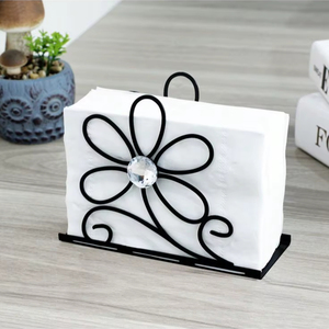 Metal Napkin <b>Holder</b> Flower Design Decorative <b>Tissue</b> Organizer Tabletop <b>Kitchen</b> Dining Display Stand - Product Image 1