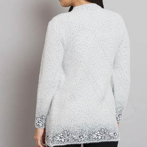 Suéter de Punto para Mujer, 100% Algodón, Bordado, Invierno, Casual, Cálido, Suave, con Botones Cubiertos - Product Image 2