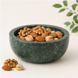 Bol en marbre vert au design attrayant, bol à salade et à fruits en pierre naturelle de luxe pour la décoration de cuisine et la table, vente en gros - Product Image 4