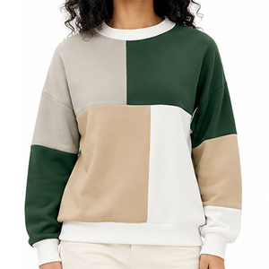 Sudadera de Forro Polar Personalizada para Mujer, con Bloques de Color, Cuello Redondo, Estilo Casual, Deportivo, Urbano, Ropa de Invierno al por Mayor de Fábrica - Product Image 2