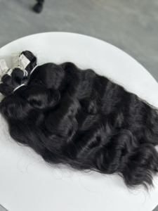 Extensions de cheveux naturels noirs ondulés à clipser, double épaisseur, cheveux humains vierges vietnamiens, lot en gros - Product Image 1