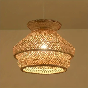 Lámpara Colgante de Bambú en Capas para Decoración de Techo en el Hogar, Restaurante e Iluminación Interior - Product Image 3