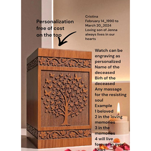 Wooden Urn with Nameplate for Memorial Use Elegant Wooden Urn with Smooth Rounded <b>Edges</b> by AYAANS - Product Image 5