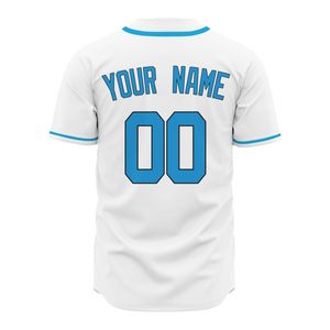Maillot de baseball personnalisé blanc et bleu ciel, fabricant OEM ODM, uniforme d'équipe sublimé à séchage rapide, usine - Product Image 3