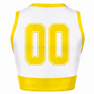 Maillot de cheerleading jaune sublimé sans manches, tenue de sport athlétique pour l'entraînement et la compétition - Product Image 2