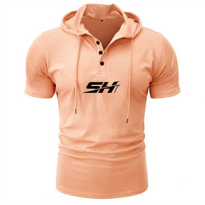 Custom Vibrant Colors Men's Short Sleeve Training Hoodie 4 Way Stretchable Fabric Quick Dry Powerlifting Gym Hoodie Low Price - Product Image 6