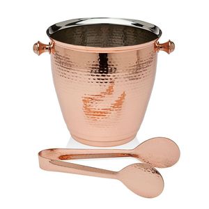 Cubo de hielo metálico moderno con construcción duradera y diseño elegante, perfecto para enfriar vino, champán y cerveza en el bar del hogar. - Product Image 1