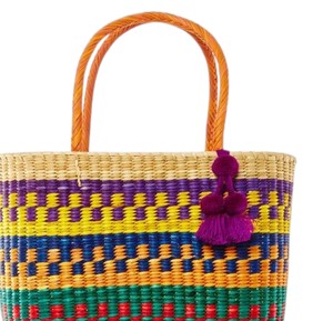 Luxury Pom Pom Seagrass <b>Handbags</b> With Leather Handles Custom Designer Women Straw Tote <b>Handbag</b> Eco Friendly <b>Summer</b> OEM - Product Image 2