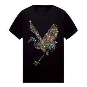 T-shirt personnalisé avec strass pour homme, en coton/polyester, manches courtes, prix de gros, T-shirt avec strass - Product Image 1