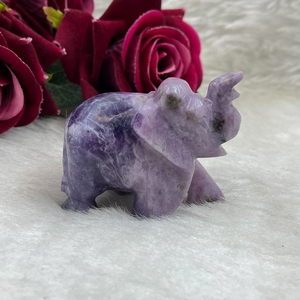 Figura de Elefante Tallada a Mano en Lepidolita, Piedra Preciosa Natural, Decoración Feng Shui para Aliviar el Estrés, Venta al por Mayor de Rajasthan Chakralume - Product Image 4