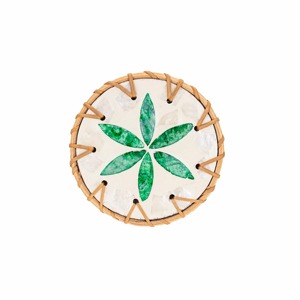 Ensemble de sous-verres en nacre bleue et blanche et en rotin, parfait pour une utilisation festive, décoration de table de fête et cadeaux, provenant d'Inde - Product Image 5