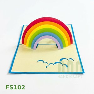 Cartes de vœux rectangulaires 3D Pop-up écologiques faites à la main ANN HANDICRAFT pour anniversaire, amitié, remerciement, thème arc-en-ciel du Vietnam - Product Image 5