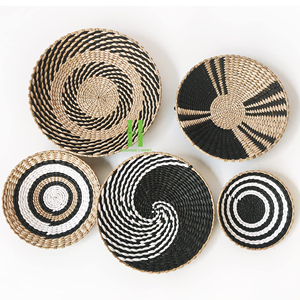 New Design Handmade Rattan <b>Wall</b> Basket Set Natural Woven Bohemian Hanging <b>Wall</b> <b>Decor</b> Washable Living Room Home Decoration - Product Image 2
