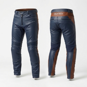 Pantalon en cuir pour moto de course |   Ajustement personnalisé |   Cuir de vachette pleine fleur |   Nom du club Logo Numéro - Product Image 4