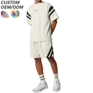 Conjunto de Dos Piezas de Verano para Hombre, Estilo Urbano, Transpirable, de Algodón Tejido, Camiseta y Pantalones Cortos, Atuendo Informal, Logotipo Personalizado, OEM, ODM, Marcas al por Mayor - Product Image 5