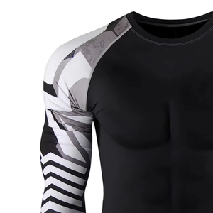 Chemises de compression de sport 100% polyester à manches longues avec logo personnalisé, rashguard BJJ, rashguard MMA sublimé pour hommes - OEM disponible - Product Image 6