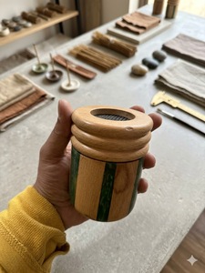 Brûleur à Bakhoor en bois fait main, poli, rayé, porte-encens rond, diffuseur d'aromathérapie pour la décoration de la maison - Product Image 3