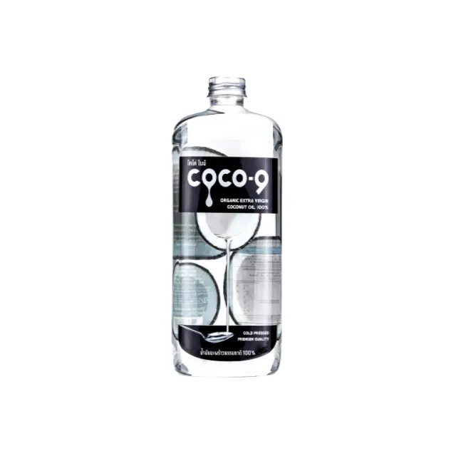 Coco9 100% olio di cocco vergine biologico, misura 1000 ml., Prodotto premium della Thailandia a base di vero ingrediente naturale