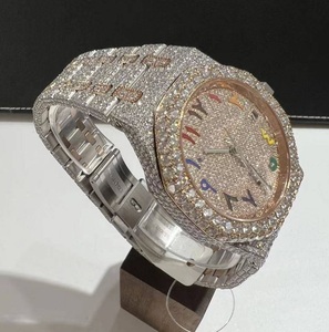 Reloj de Lujo DAZZLING JEWELS de Alta Calidad, Estilo Hip Hop, Correa de Acero Inoxidable, Moissanita VVS, Zafiro Blanco Baguette, Mecánico Analógico - Product Image 4