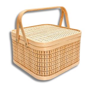 Panier cadeau en bambou le plus vendu, panier rustique en bambou avec couvercle et poignées pour paniers de mariage, décoration de fêtes, organisateur de rangement - Product Image 1