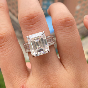 High Quality Emerald Cut Moissanite Silver Engagement <b>Ring</b> Hip Hop Style Classic Luxury Jewelry for Women and <b>Couples</b> Collection - Product Image 2