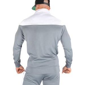 Venta al por mayor para hombre de algodón de color sólido bloque Jogging chándales logotipo personalizado Atlético Zip Up Patchwork deportes - Product Image 6