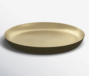 Plateau décoratif en métal de luxe en gros, plateau rond doré moderne avec bord incliné pour la présentation d'objets d'intérieur haut de gamme - Product Image 4