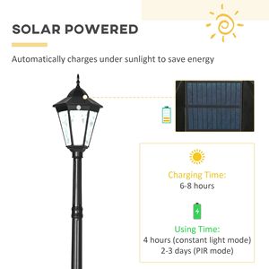 Lampione Solare Vintage 94.5" Nero per Giardino, Vialetto e Sentiero, IP67, Colore di Emissione Blu o Bianco, Alimentato a Energia Solare - Product Image 4