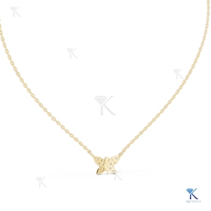Collier pendentif papillon délicat en diamant de laboratoire, or massif 14K 18K, coupe brillante de luxe, pour femme, minimaliste, breloque animale - Product Image 4