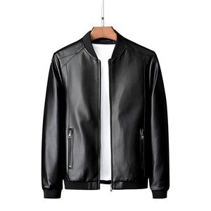 Blouson Bomber en Cuir PU pour Homme, Col Montant, Fermeture Éclair, Coupe-Vent, Style Moto Biker, Tenue Décontractée Automne - Product Image 1