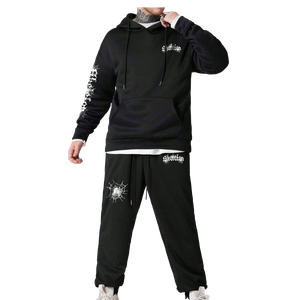 Ensemble de survêtement gothique Y2K personnalisé pour homme, imprimé squelette toile d'araignée, sweat à capuche et pantalon de survêtement, deux pièces, streetwear de haute qualité - Product Image 1