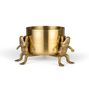 Hermoso y pesado recipiente decorativo de latón con doble diseño de cocodrilo que atrae la riqueza, disponible a precios de mayorista. - Product Image 1