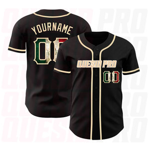 Maillot de baseball authentique personnalisé noir vintage avec drapeau mexicain et crème, impression par sublimation, logo, marque d'équipe, vêtements de sport - Product Image 1