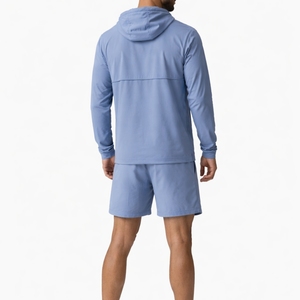 Conjunto de Sudadera Ligera y Pantalones Cortos de Color Sólido para Hombre, Conjunto Deportivo Informal de Dos Piezas para Verano, Transpirable - Product Image 2