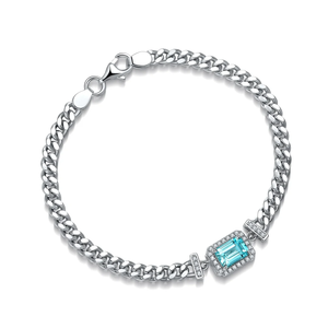 Pulsera de Plata 925 con Diamante Cultivado en Laboratorio, Corte Esmeralda, Certificado IGI, Lujosa, para Uso Diario de Mujer - Product Image 4