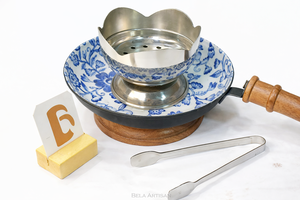 เตาเผาบัคฮูร์ด้ามไม้ สแตนเลสสตีล ทนความร้อน พร้อมที่คีบ - Product Image 1