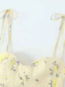Top de Tirantes para Mujer, Estilo Dulce, Estampado Floral, Detalles de Lazo, Cierre Trasero con Cremallera, Dobladillo con Volantes, Tela Popelina, Transpirable, Ecológico, de Secado Rápido - Product Image 6
