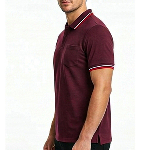 Men's 100% Cotton Silk Screen Printed Front Logo Anti-Wrinkle for T-<b>Shirt</b> Short Sleeve <b>Pocket</b> Tee Burgundy Casual Wear - Product Image 1