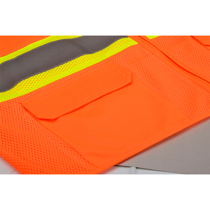 เสื้อกั๊กนิรภัยสีส้มสะท้อนแสงพร้อมแถบสะท้อนแสงและกระเป๋า  ระดับ Class 1 ได้มาตรฐาน ANSI สำหรับงานอุตสาหกรรม - Product Image 3