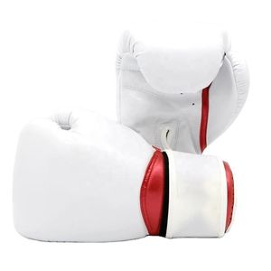 Gants de boxe sur mesure en blanc et rouge, fermeture auto-agrippante, sangle de poignet réglable, pour adultes - Product Image 3