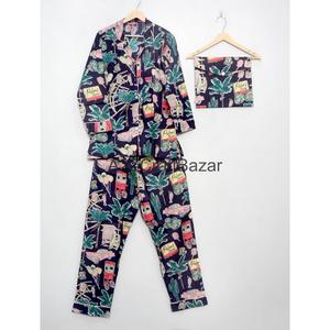 Pijamas de Mujer Hechos a Mano en India, Estampados Digitales, Lujosos, Florales, Vintage, Románticos, Clásicos, 100% Algodón Premium, Primavera, Verano, Invierno - Product Image 5